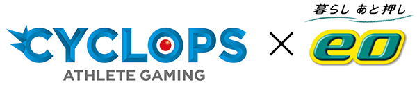 「CYCLOPS athlete gaming」×「eo」ロゴ
